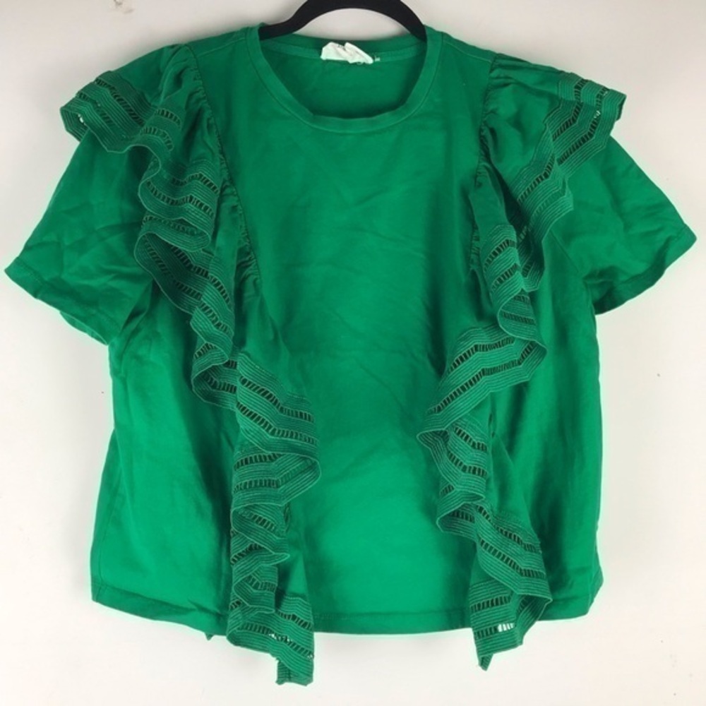 Green Ruffle Sleeve Top